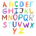 Crayon kids drawn colorful font isolated Royalty Free Stock Photo