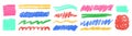 Crayon Line Stroke Vector Set. Chalk Scribble Underline Shapes Collection. Color Hand Drawn Brush Texture Highlight Royalty Free Stock Photo