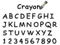 Vector crayon font isolated on a white background. Caps and numbers. Royalty Free Stock Photo