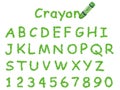 Vector crayon font isolated on a white background. Caps and numbers. Royalty Free Stock Photo