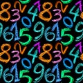 Crayon numbers seamless Royalty Free Stock Photo