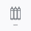 Crayon outline icon. Simple linear element illustration. Isolated line Crayon icon on white background. Thin stroke sign can be