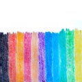 Crayons rainbow color. Crayon. Rainbow colorful crayon color. Multicolored crayon drawing in white background. Wax crayon drawing. Royalty Free Stock Photo