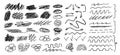 Crayon scrawls. Charcoal sketch squiggly lines, hatched shapes, hand drawn scribbles, doodle arrows, swirls and check