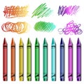 Crayon set with sketches Royalty Free Stock Photo