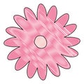 Crayon silhouette of hand drawing pink color daisy flower with several petals