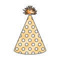 Crayon silhouette of light yellow color party hat with several dots decoratives