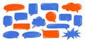 Crayon Speech Bubble Frame. Vector Chalk Talk Balloon. Colorful Dialog Chat Illustrations