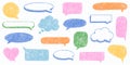 Crayon Speech Bubble Frame. Vector Chalk Talk Balloon. Colorful Dialog Chat Illustrations