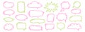 Crayon speech bubble set, line drawn colorful clouds on white background Royalty Free Stock Photo