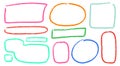 Crayon Square Shapes Vector Set. Chalk Scribble Rectangle Highlight Collection. Colorful Hand Drawn Brush Texture
