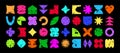 Crayon Y2k shape element, abstract retro grunge figure, charcoal funky sticker, geometry simple form, groovy futuristic icon,