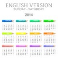 2014 crayons calendar english version sun Ã¯Â¿Â½ sat