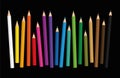 Crayons Different Lengths Loosely Arranged Black Background Royalty Free Stock Photo
