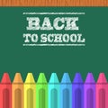 Crayons and green school board Royalty Free Stock Photo