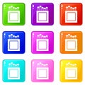 Crayons icons 9 set Royalty Free Stock Photo