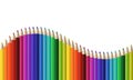 Crayons - seamless row of colored pencil like wave. Vector illustration isolated on white Royalty Free Stock Photo