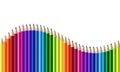 Crayons - seamless row of colored pencil like wave. Vector illustration isolated on white Royalty Free Stock Photo