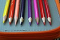 Crayons in various colors. Colorful crayons. Preschool equipment. Royalty Free Stock Photo