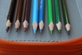 Crayons in various colors. Colorful crayons. Preschool equipment. Royalty Free Stock Photo