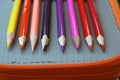 Crayons in various colors. Colorful crayons. Preschool equipment. Royalty Free Stock Photo