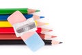 Crayons on a white background Royalty Free Stock Photo