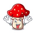 Crazy amanita mushroom mascot cartoon