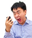 Crazy angry asian man yelling at Royalty Free Stock Photo