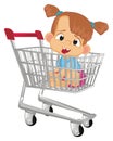Baby girl in shop trolley Royalty Free Stock Photo