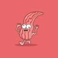 Crazy Bacon character running vector illustration. Royalty Free Stock Photo