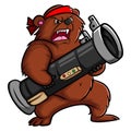 The crazy bear is shooting with the bazooka bomb