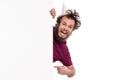 Crazy man with blank signboard Royalty Free Stock Photo