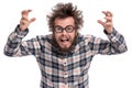 Crazy bearded man emotions and signs Royalty Free Stock Photo