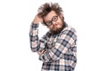 Crazy bearded man emotions and signs Royalty Free Stock Photo