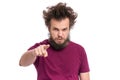 Crazy bearded man emotions and signs Royalty Free Stock Photo