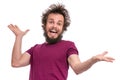 Crazy bearded man emotions and signs Royalty Free Stock Photo