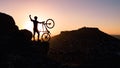 Crazy biker evening tour ; reach the top of the mountains and have a successful ride Royalty Free Stock Photo
