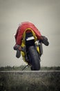 Crazy biker on motorcycle Royalty Free Stock Photo