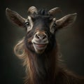 crazy black goat portrait generative AI Royalty Free Stock Photo