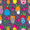 Crazy Black Heart Family Seamless Pattern