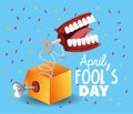 Crazy box with teeth to fools day Royalty Free Stock Photo