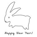 Crazy Bunny Chinese New Year. The rabbit is the symbol of the Chinese horoscope. Continuous line drawing illustration