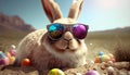 A crazy bunny with sunglasses