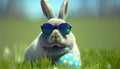 A crazy bunny with sunglasses