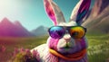 A crazy bunny with sunglasses