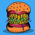 Crazy Burger Monster Doodle