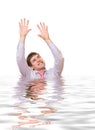 Crazy business man in rendered water Royalty Free Stock Photo