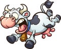 Crazy scared cartoon cow running Royalty Free Stock Photo