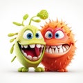 Crazy cartoon fruit characters with blue eyes. Isolated white background. Royalty Free Stock Photo