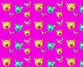 Pink background with funny cat heads